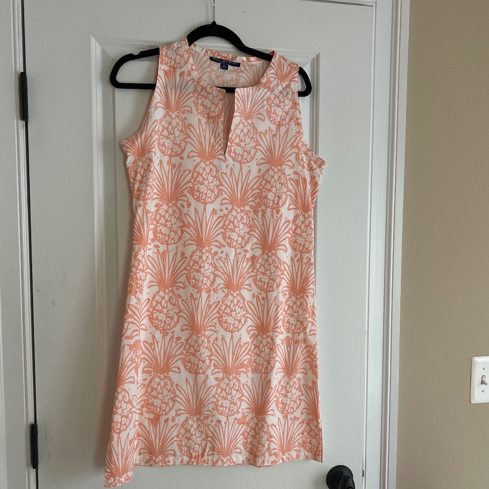 White and peach pineapple Bahama Handprints Dress